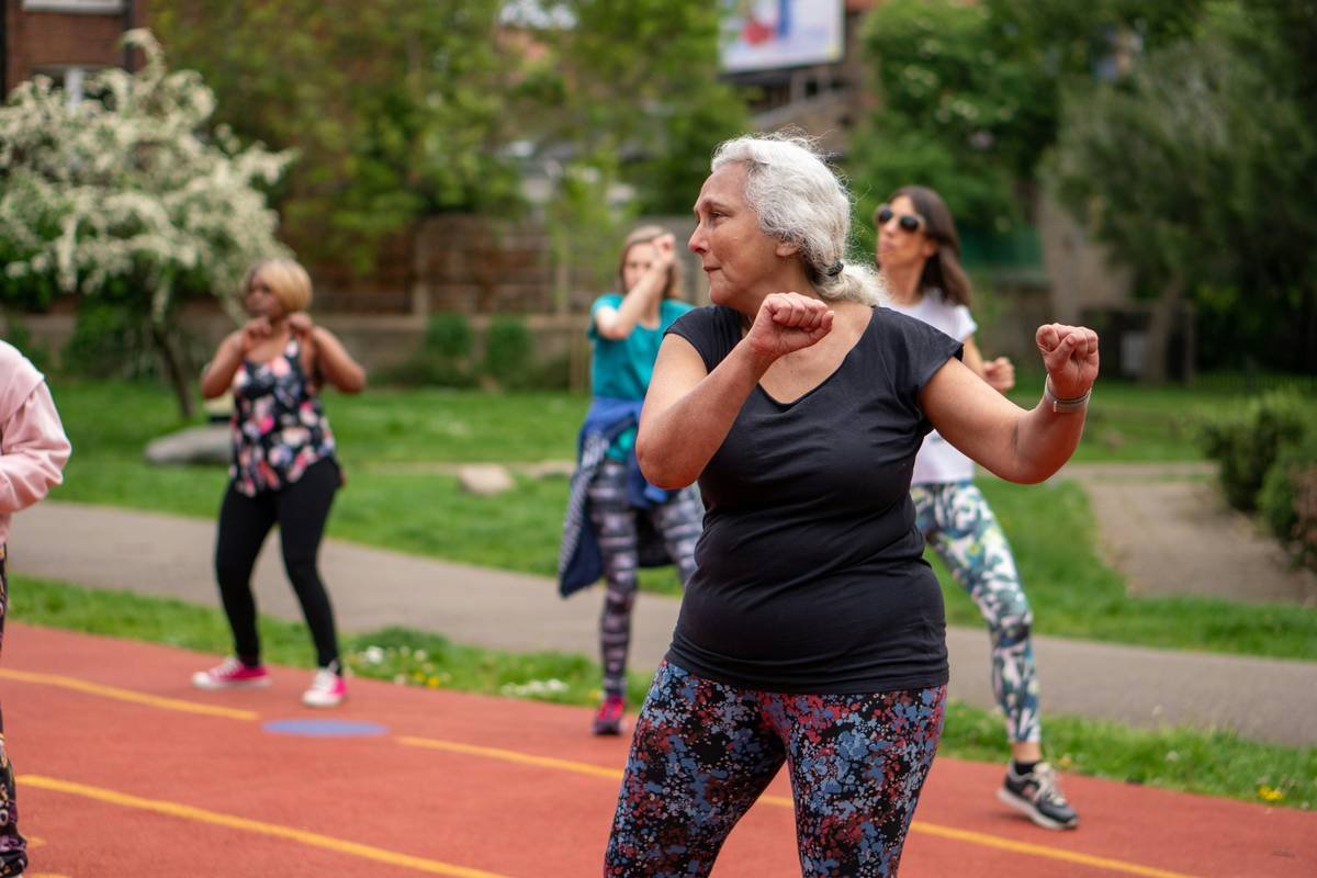 Woman Exercising Comfortably in Trendy Activewear